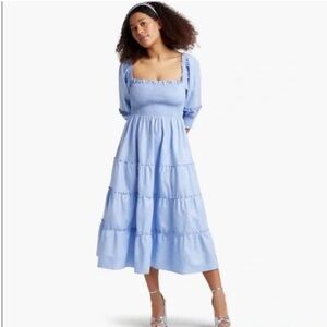 HILL HOUSE HOME NESLI NAP DRESS in Light Blue Glitter Check